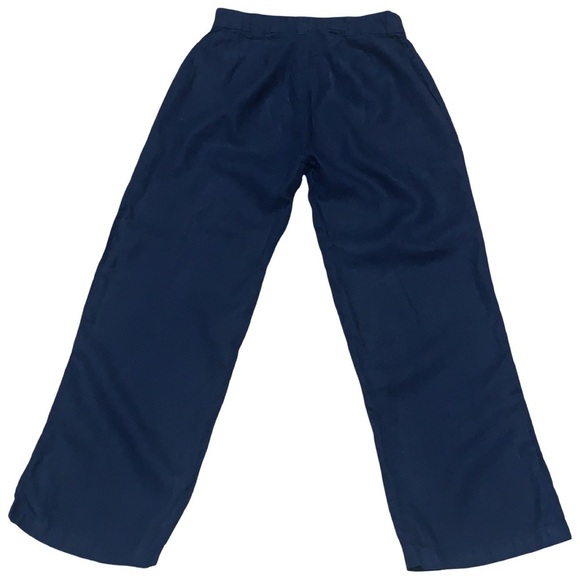 Nicole Miller 100% Linen Pants Womens 8 Navy Blue Wide Leg Patch Pocket - Picture 2 of 4